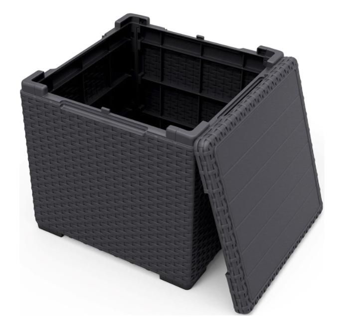 Keter Vigo tuintafel met opbergbox, 37x37x37cm, grafiet