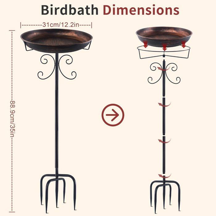 Baño portátil para pájaros: casita para pájaros que se monta sobre un poste, fácil de armar y resistente.
