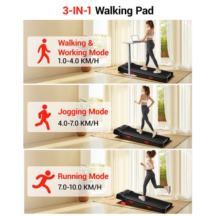 Tapis roulant pieghevole ROBORE U18 con inclinazione del 12% - Velocità massima 10 km/h - 3 livelli di intensità - Motore brushless da 2,75 CV