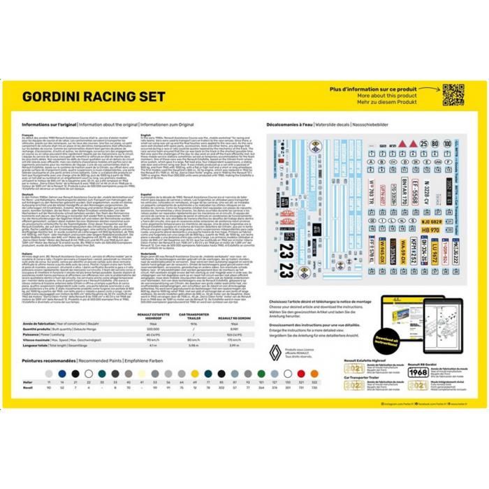 Kit de modelo - HELLER - Conjunto de corrida Gordini - 1:24 - Branco - Misto - Vintage