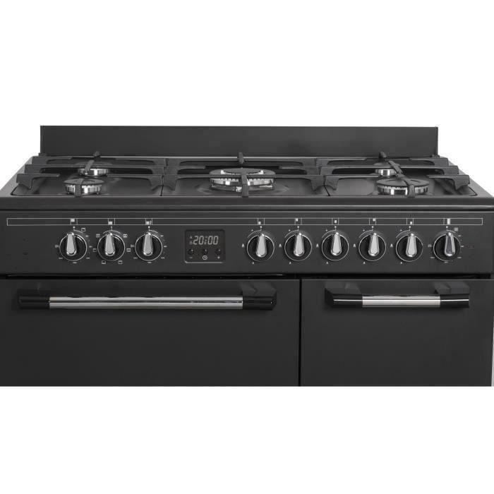Cuisinière piano gaz 3 fours électriques CONTINENTAL EDISON CECP903FB - 5 feux - Noir - Largeur 90 cm