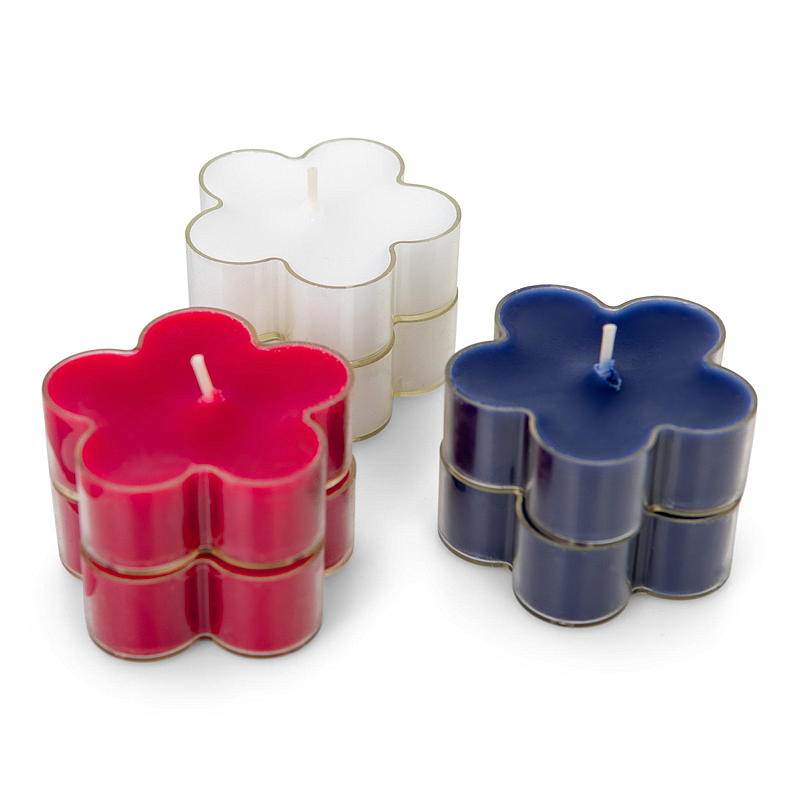 Bougies chauffe-plat, lot de 6, rouge/blanc/bleu