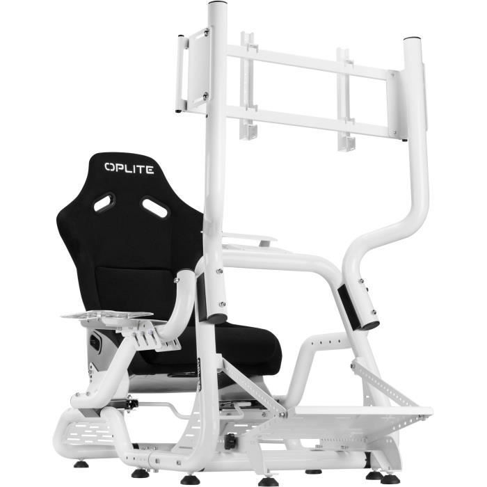 Simulatiecockpit - OPLITE - GTR S8 Infinity Force - Koolstofstaal - Wit - Hoogwaardige simrace-ervaring