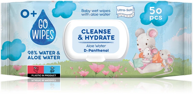 GoWipes Cleanse & Hydrate maigas bērnu salvetes jutīgai ādai