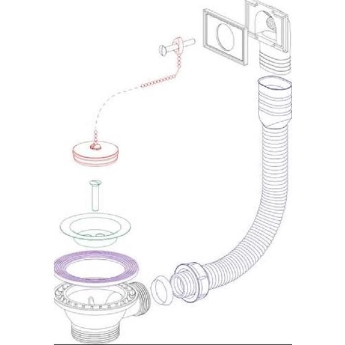 Drain plug - Stainless steel - D.70 - Chain stopper - Overflow - Internal sink