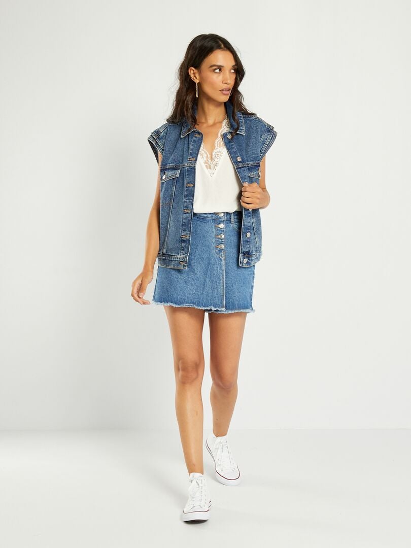 Blusa de satén con encaje - Blanca
