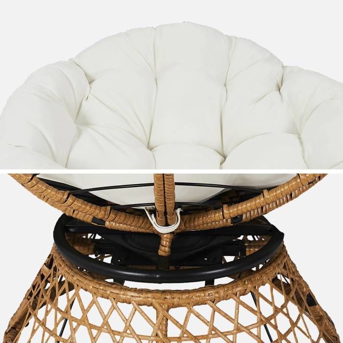 Poltrona papasan girevole TAHITI per interni/esterni in polyrattan, divanetto Ø96cm