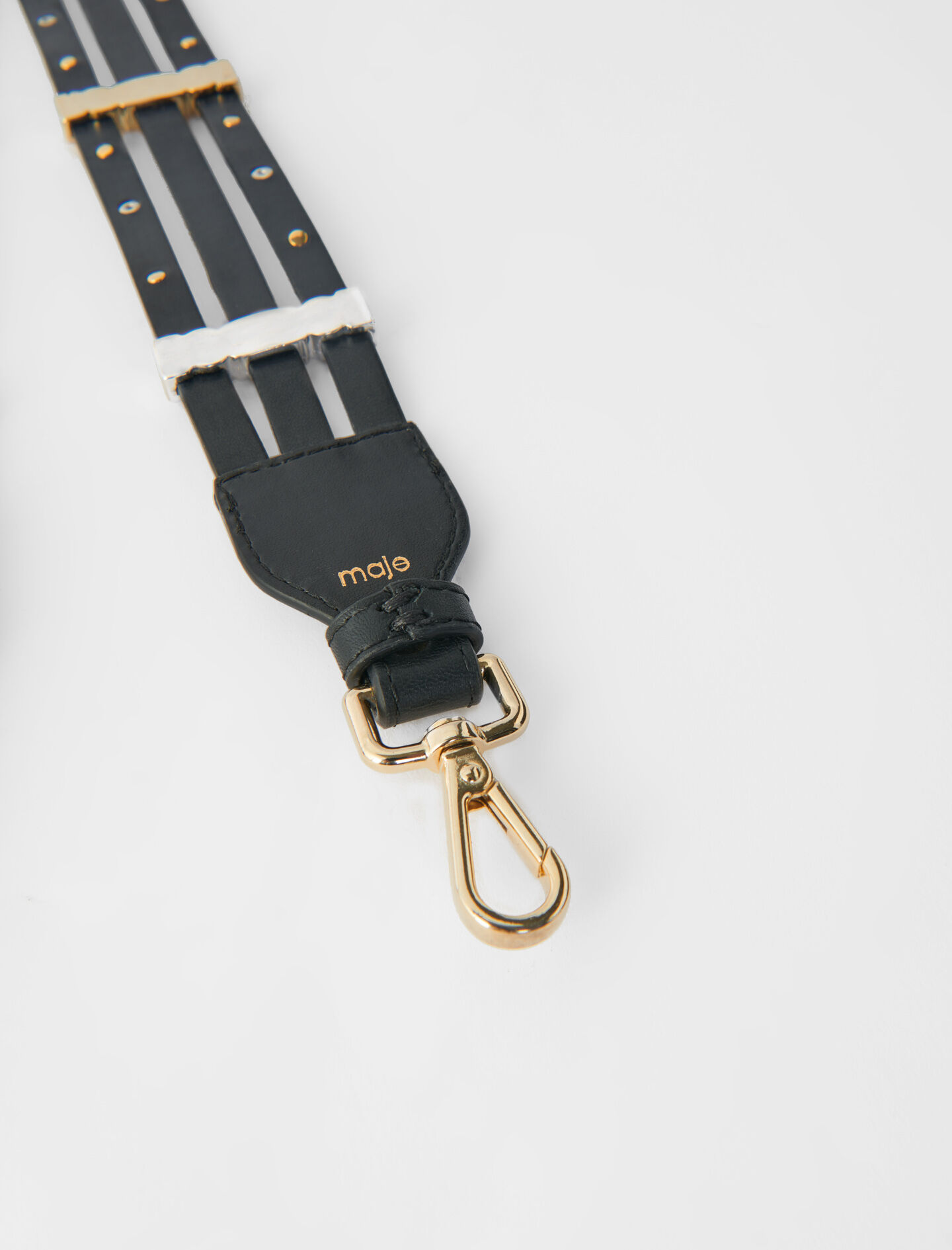 GEANTĂ CROSSBODY DIN PIELE NEAGRĂ CU ȚINTE - Negru