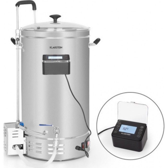Olla para elaboración de cerveza casera Klarstein Brauheld Pro 45 - Capacidad de 45 L - 3300 W - Bomba de circulación de acero inoxidable