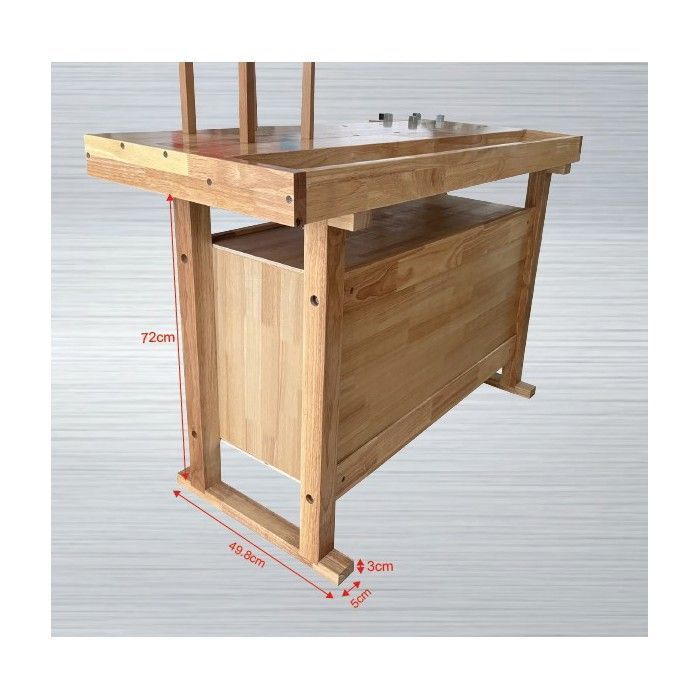 Houten werkbank van 120 cm met opbergruimte: 4 lades + 1 luik