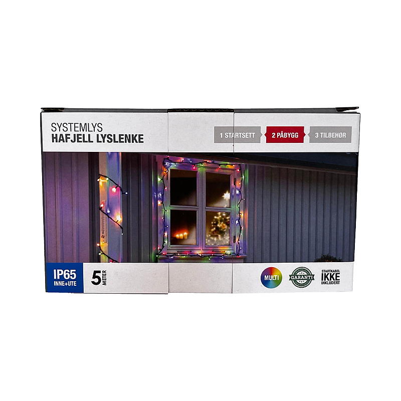 Lámpara de techo multicolor Hafjell de 5 m y 50 LED, para montaje en superficie.