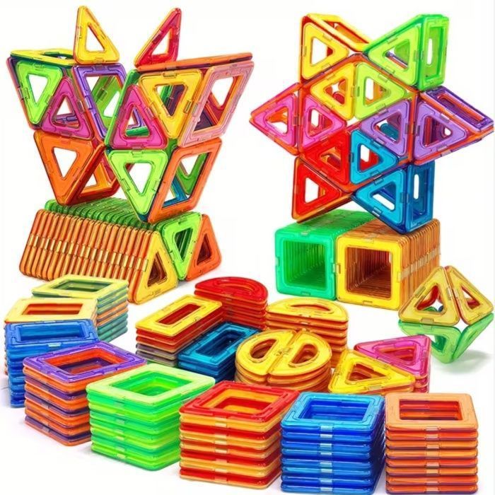 JustForVibe - 80 magnetische/gemagnetiseerde geometrische bouwstenen voor kinderen - STEM-educatief speelgoed - 80 stuks