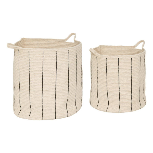 Kosze do przechowywania Cosy, bawełniane, w paski, 2 sztuki