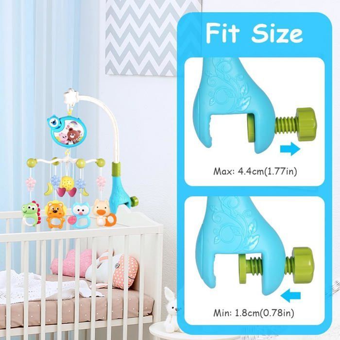 Móvil musical para cuna, desde 0 meses en adelante, móvil para cochecito de bebé, móvil musical 3 en 1 para cuna con luces y música.
