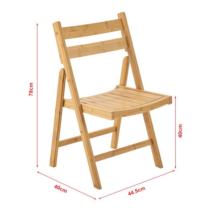 Set di 2 sedie pieghevoli Gran in bambù, 78 x 45 x 40 cm, colore naturale.