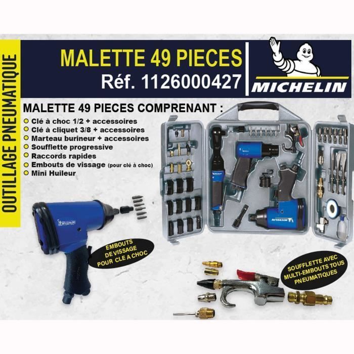MICHELIN Coffret d'outillage pneumatique 49 pièces pour tout compresseur