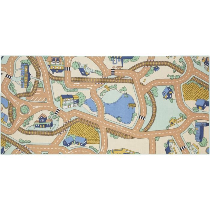 Racebaanmat - AWE - Speelwoestijn - 95 cm x 200 cm - Meerkleurig - Voor kinderen