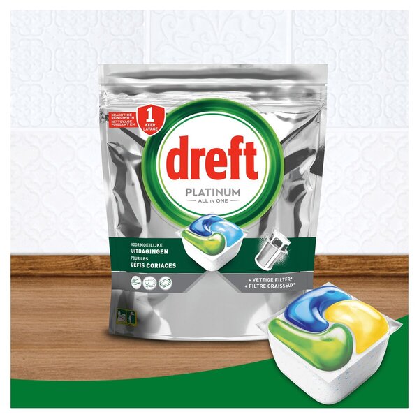 Dreft Platinum allt-i-ett diskmaskinstabletter<br>39 stycken
