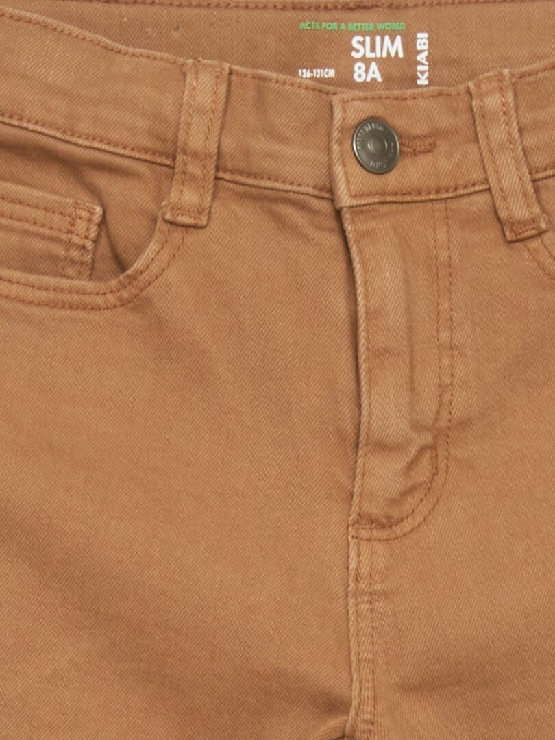 Slim fit jeans met 5 zakken - BRUIN