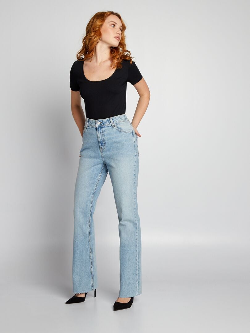 Calça jeans flare de cintura alta - AZUL