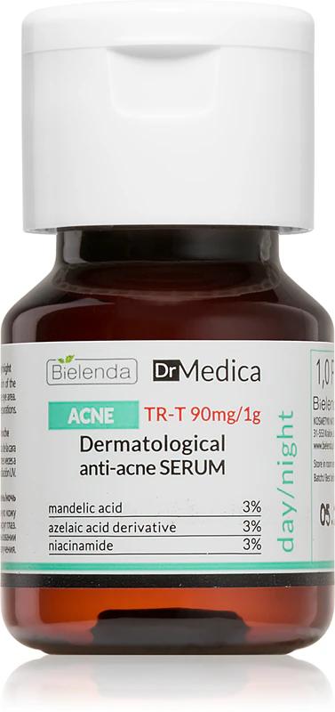 Sérum facial antiacne Bielenda Dr Medica que reduz o excesso de sebo e os sintomas da acne.