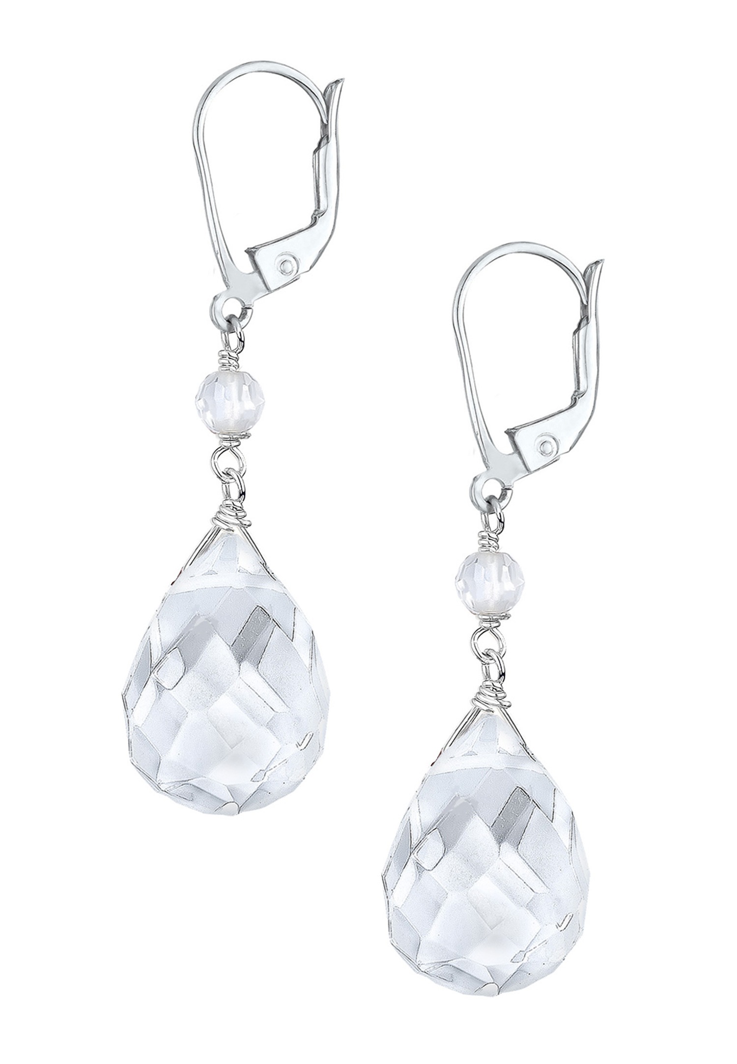 Elli Forme de Goutte Cristal de Roche Femme (925/1000) Argent
