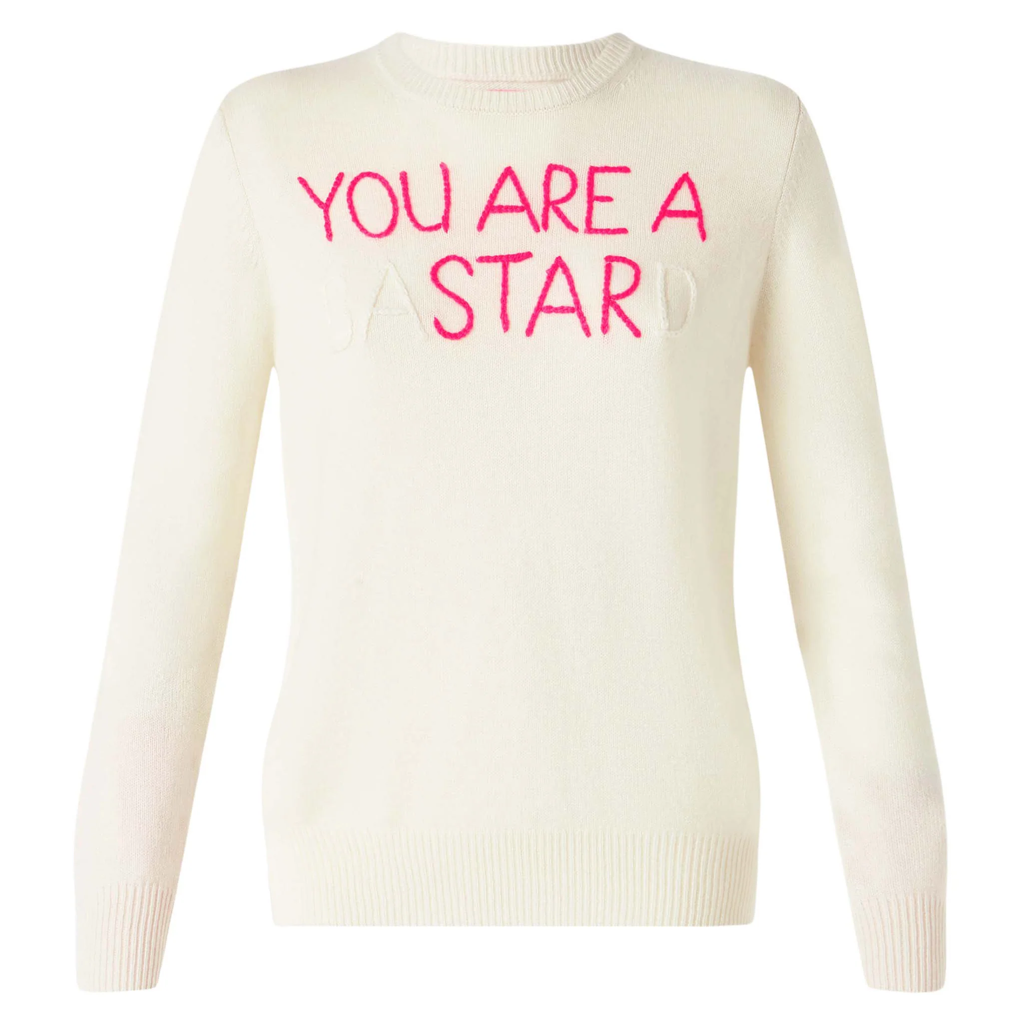 Witte damestrui met borduurwerk: You are a (Ba)star(d)
