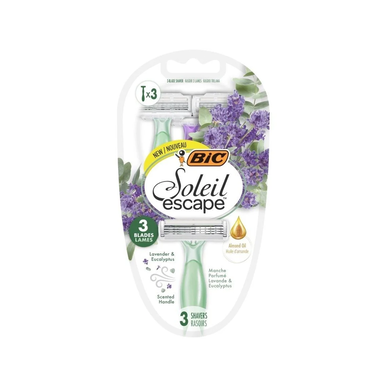 Jednorazové čepele Bic Soleil Escape s mandľovým olejom pre ženy, balenie 3 kusov.