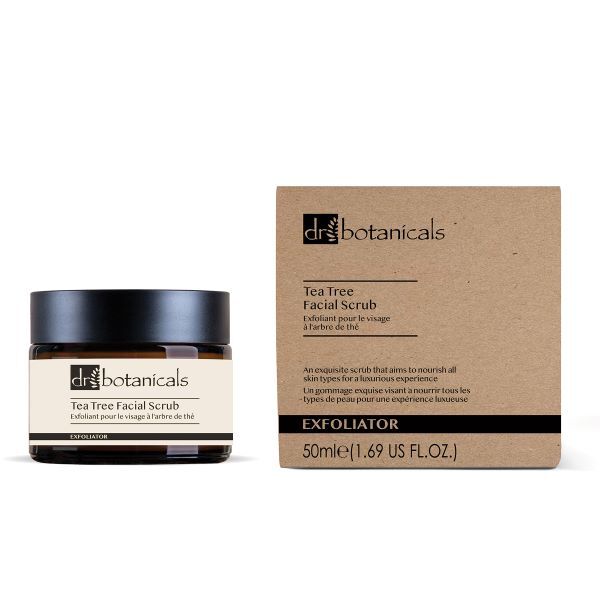 Scrub viso all'eucalipto e tea tree di Dr Botanicals, 50 ml
