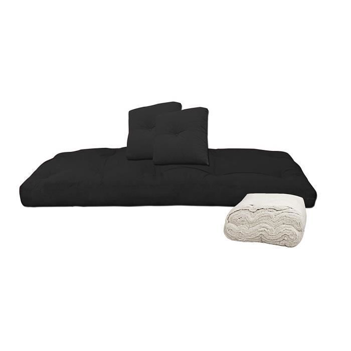 Cotton futon, black, 80x200x13 cm