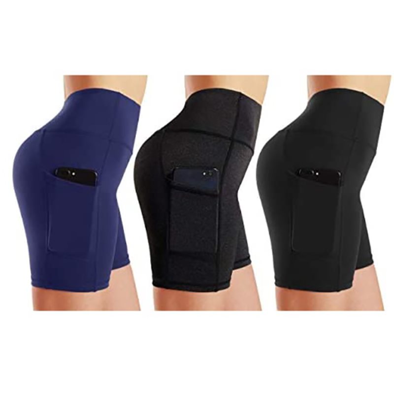 Pantaloncini sportivi con vita bassa e tasche, effetto contenitivo, non trasparenti: per sport e attività all'aperto.