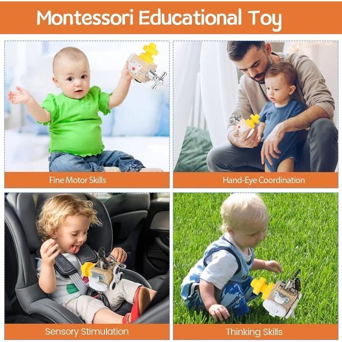 KAKOO Wooden Baby Activity Cube - Sensory Toy for Children Over 36 Months - Educational Christmas Gift