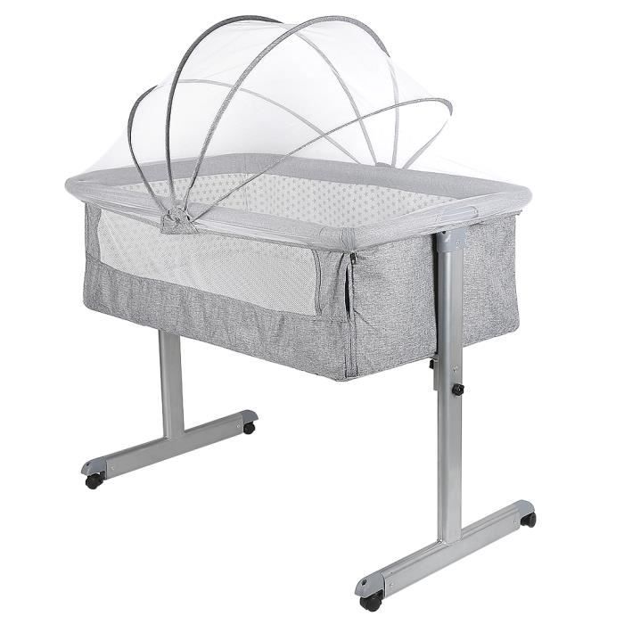 Lit bébé cododo - Lit d'appoint 2 en 1 - Ultra confort matelas (gris) 96*57*77cm