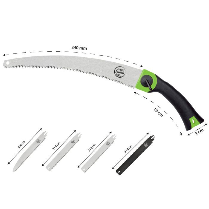 Elagueuse à main  - Scie de jardin multifonction avec 5 lames interchangeables - Kit complet Terre Jardin