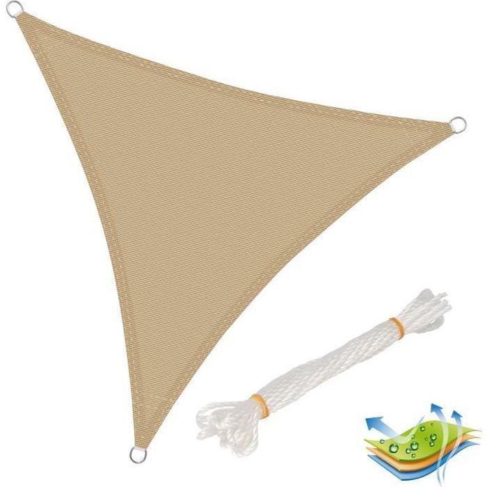 Vela de sombreamento triangular WOLTU em HDPE com proteção UV para jardim/terraço 4x4x4 m - Areia