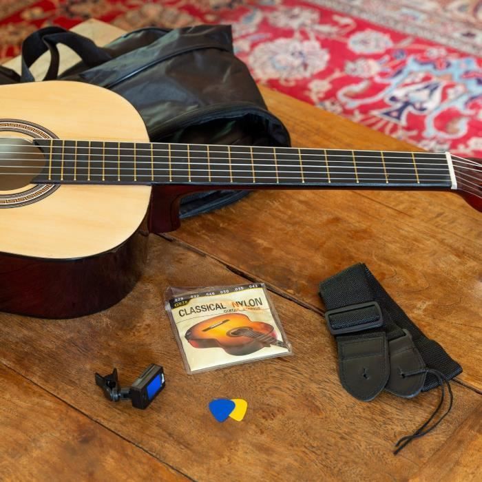 MAX SoloArt Klassische Gitarre für erwachsene Anfänger - Naturholz - Nylonsaiten