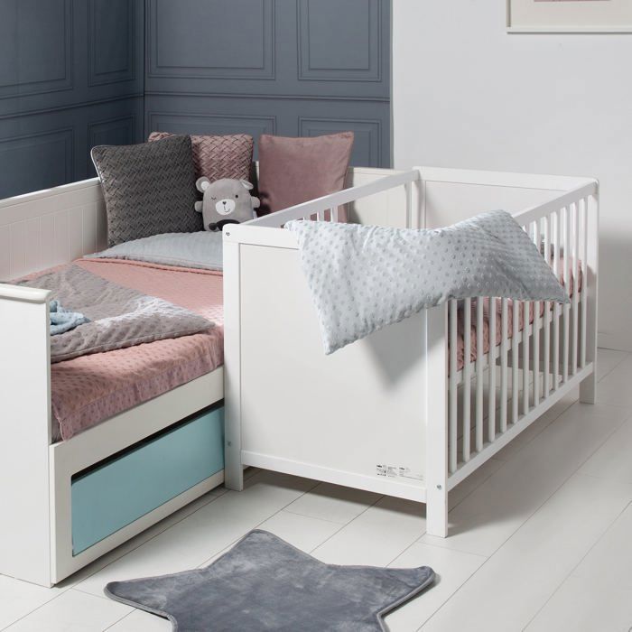 2-in-1 Co-Sleeping Baby Cot - 60 x 130 cm - ROBA - White