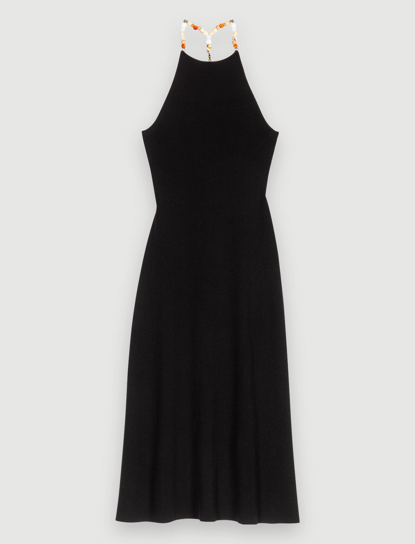 Lange jurk met ketting - Zwart