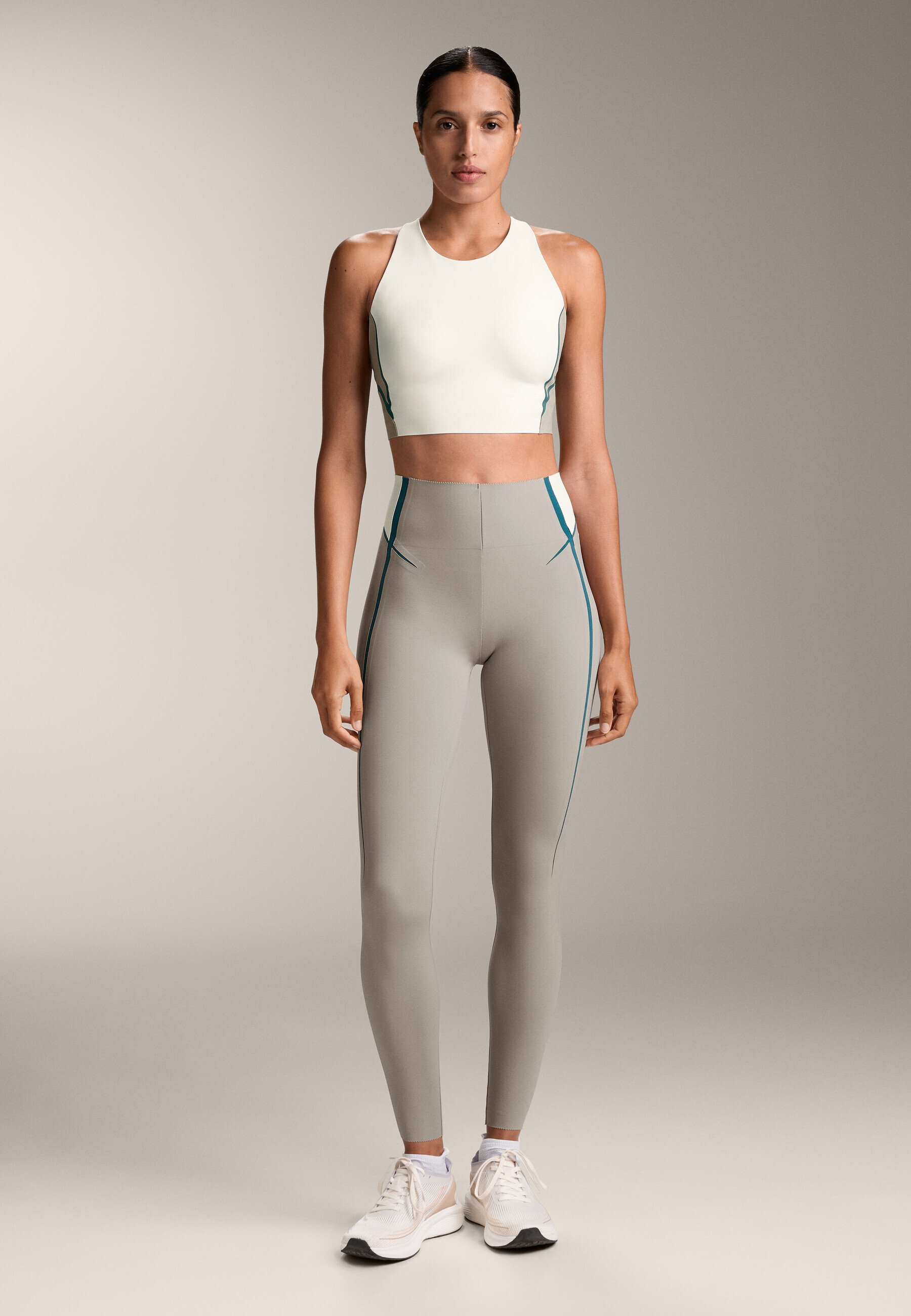 OYSHO COMPRESSIVE CORE CONTROL LINES RISE - Leggings - zand