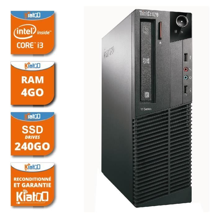 Desktop computer LENOVO M81 core I3 4GB RAM 240GB SSD hard drive, refurbished PC WINDOWS 7