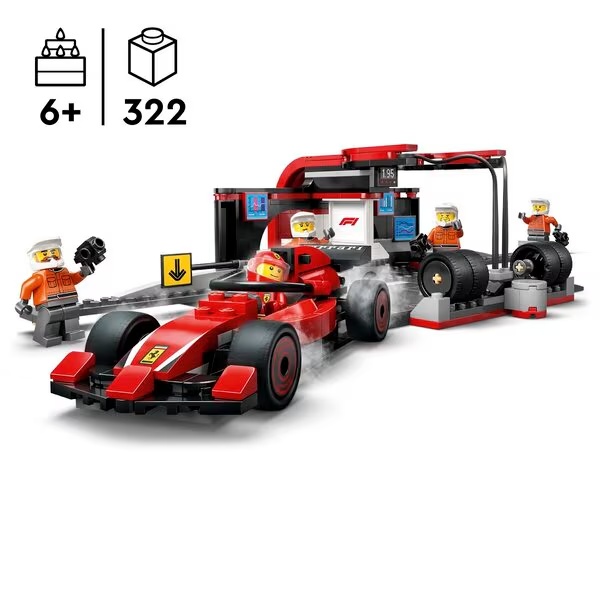 LEGO City 60443 F1 Pit Stop i ekipa u boksu s Ferrari automobilom