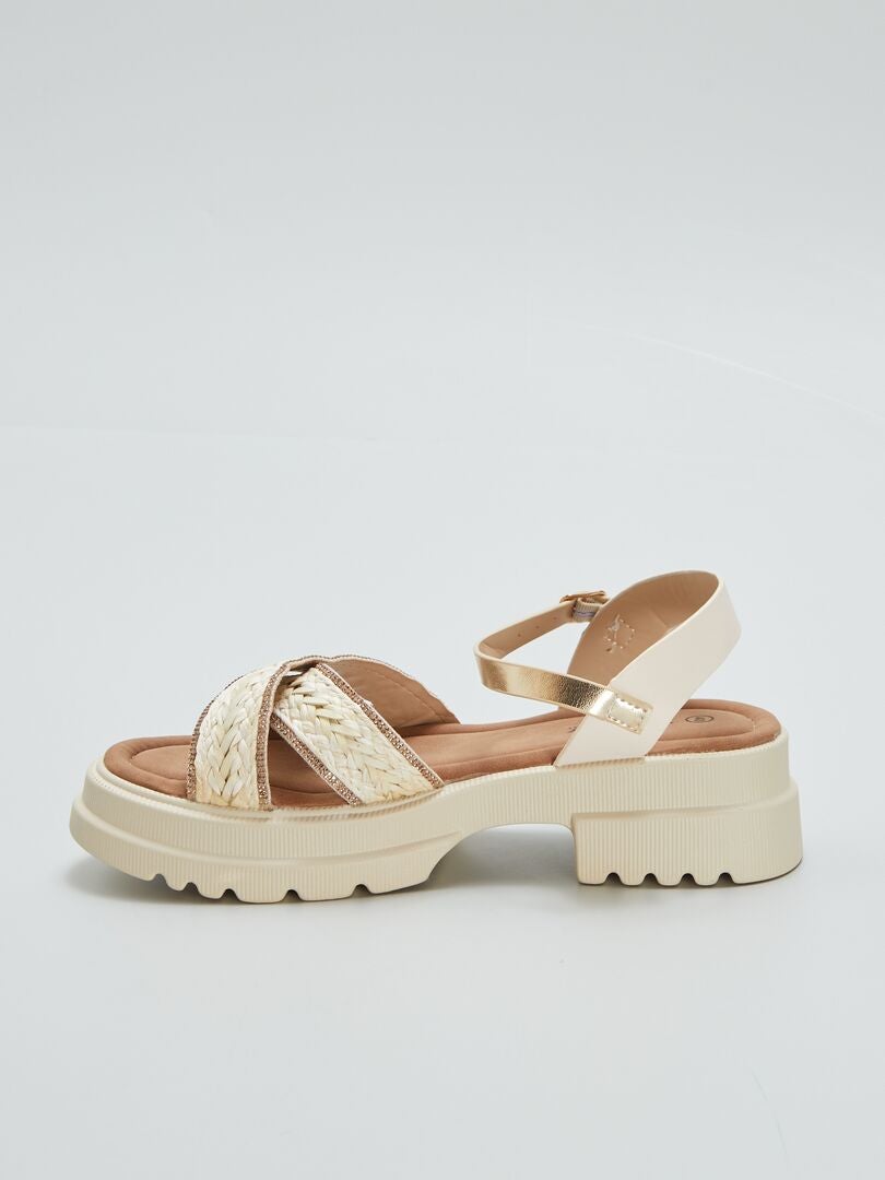 Sandalen met hoge zool - BEIGE