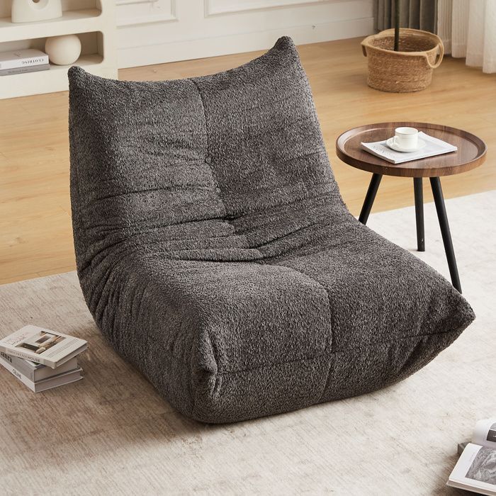 Zitzakstoel, Togo-stijl met traagschuim, eenvoudige bank voor woonkamer, slaapkamer en kantoor - 94x101x71cm, grijs
