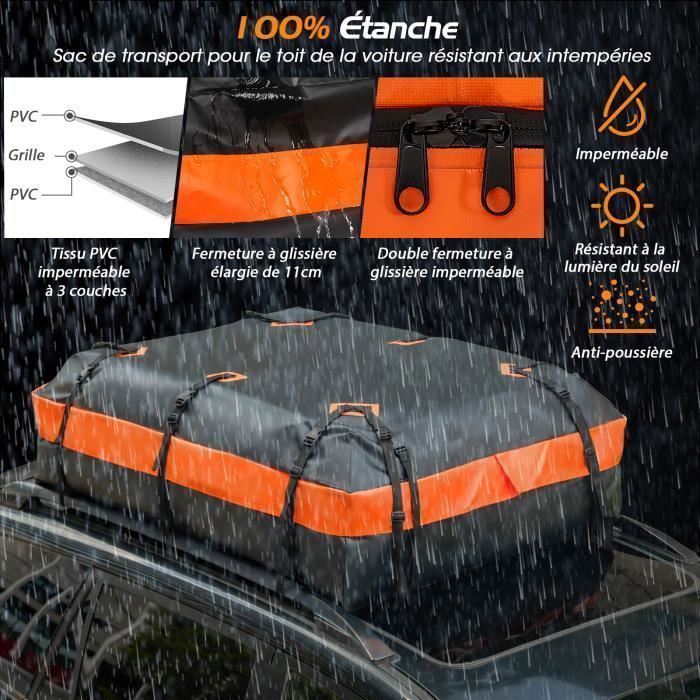 Cofre de techo para coche COSTWAY de 600 litros, impermeable, con 10 correas y 6 ganchos, alfombrilla antideslizante y bolsa de almacenamiento. Compatible con todos los vehículos.