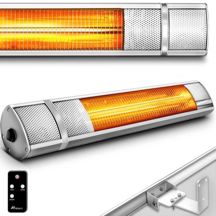 Calefactor de pared infrarrojo TRESKO de 2000 W para uso interior y exterior.