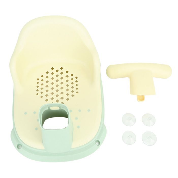 Seggiolino da bagno per neonati, leggero e sicuro, in plastica con ventose, per neonati e bambini piccoli, colore verde.