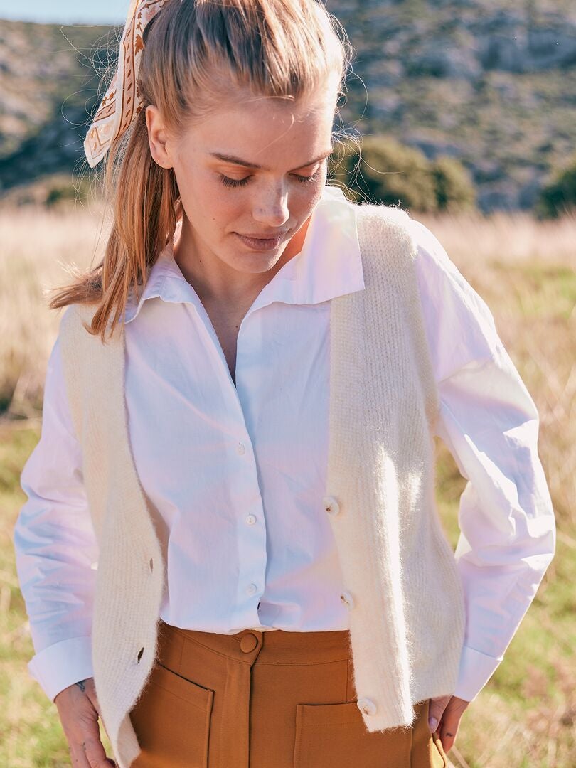 Mouwloos gebreid vest - BEIGE