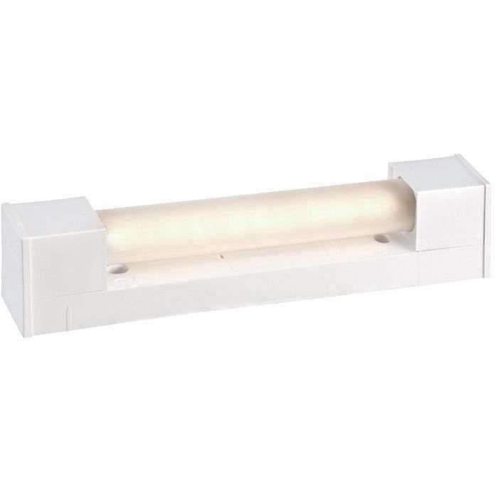 Aplique de pared para baño - blanco - con interruptor y toma de corriente bifásica con toma de tierra (sin tubo)