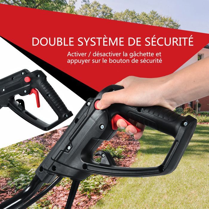 Motobineuse Motoculteur 1500W COSTWAY-Largeur 43cm,Profondeur 22cm-2 Roues Réglables-Bouclier-6 Fraises-Poignée Pliable-Rouge