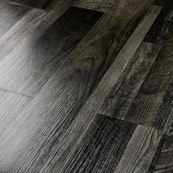 Suelo adhesivo de PVC, acabado madera oscura, 30x30cm, gris antracita, impermeable, 30x30cm, 4 baldosas de madera oscura, SUELO DE PVC MADERA OSCURA